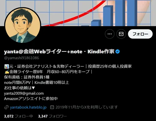 yantaのTwitterアカウント